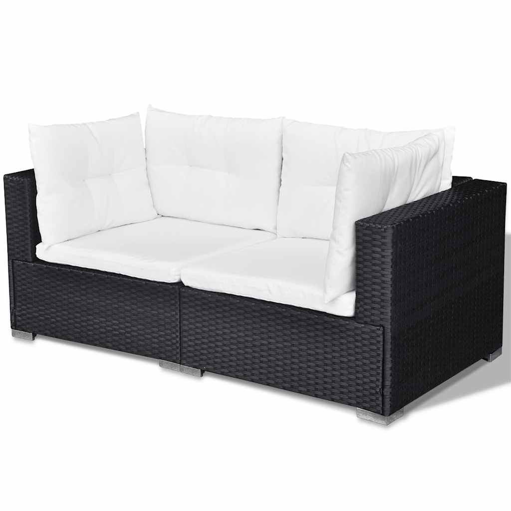 vidaXL 6-delige Loungeset met kussens poly rattan grijs