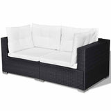 vidaXL 6-delige Loungeset met kussens poly rattan grijs