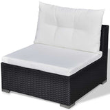 vidaXL 6-delige Loungeset met kussens poly rattan grijs