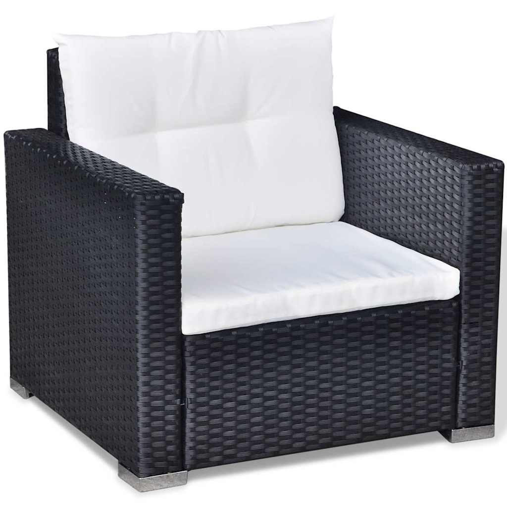 vidaXL 6-delige Loungeset met kussens poly rattan grijs
