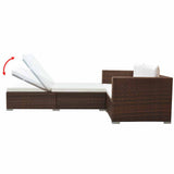 vidaXL 3-Piece Lounge Set with Cushions Poly Rattan Brown