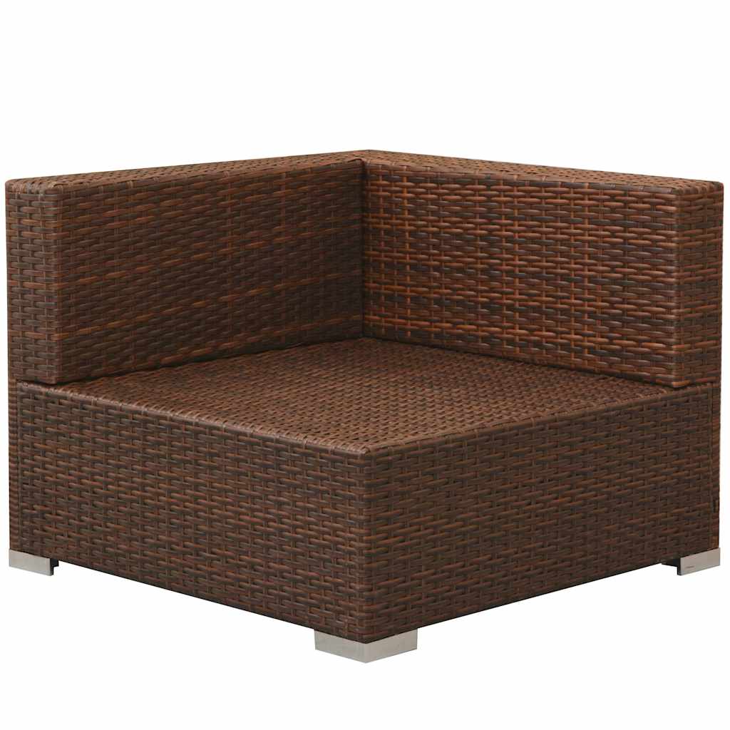 vidaXL 3-Piece Lounge Set with Cushions Poly Rattan Brown