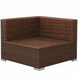 vidaXL 3-Piece Lounge Set with Cushions Poly Rattan Brown