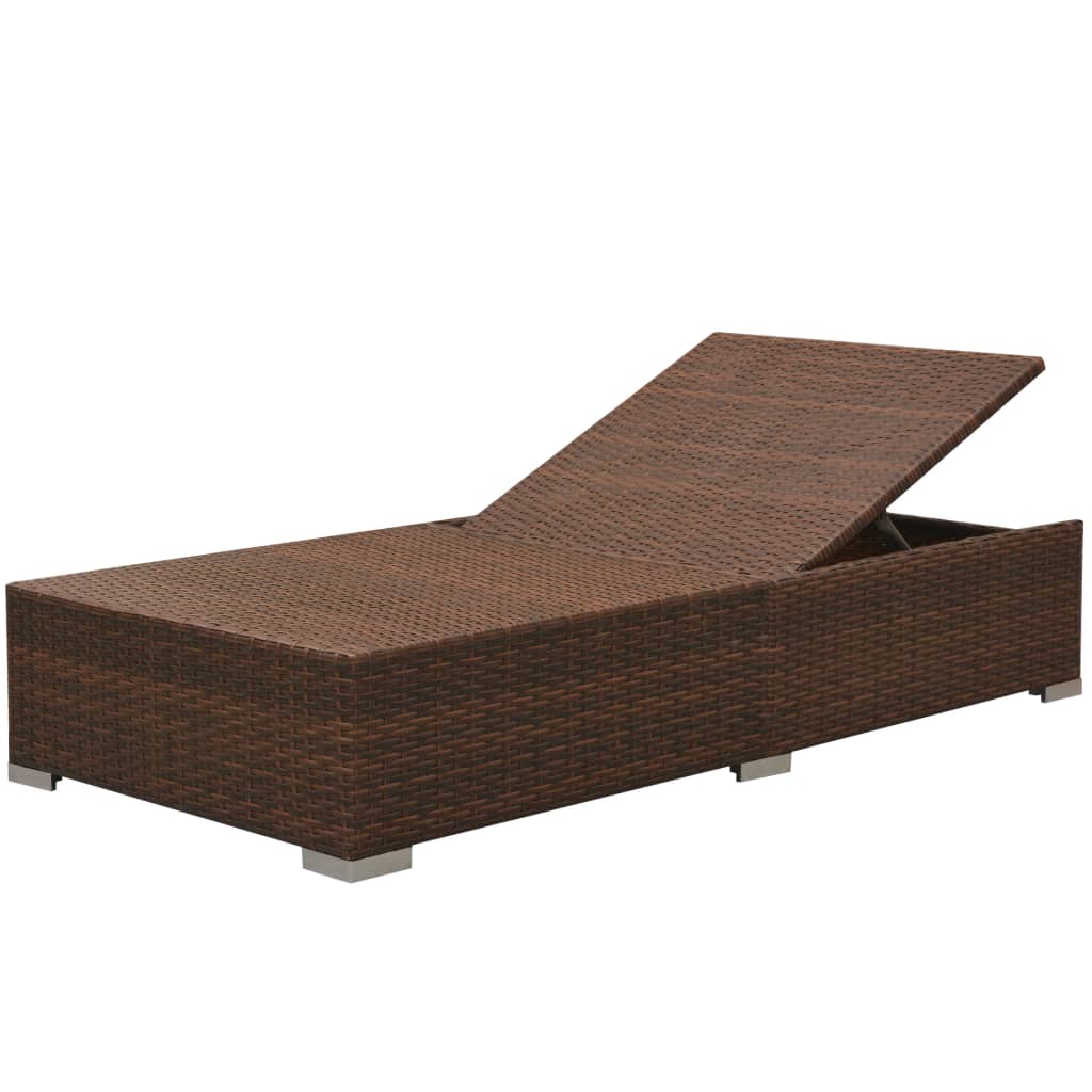 vidaXL 3-Piece Lounge Set with Cushions Poly Rattan Brown