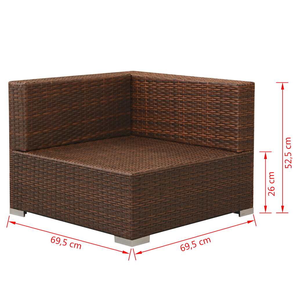 vidaXL 3-Piece Lounge Set with Cushions Poly Rattan Brown