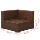 vidaXL 3-Piece Lounge Set with Cushions Poly Rattan Brown