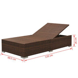 vidaXL 3-Piece Lounge Set with Cushions Poly Rattan Brown
