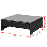 vidaXL 7-delige Loungeset met luifel poly rattan zwart