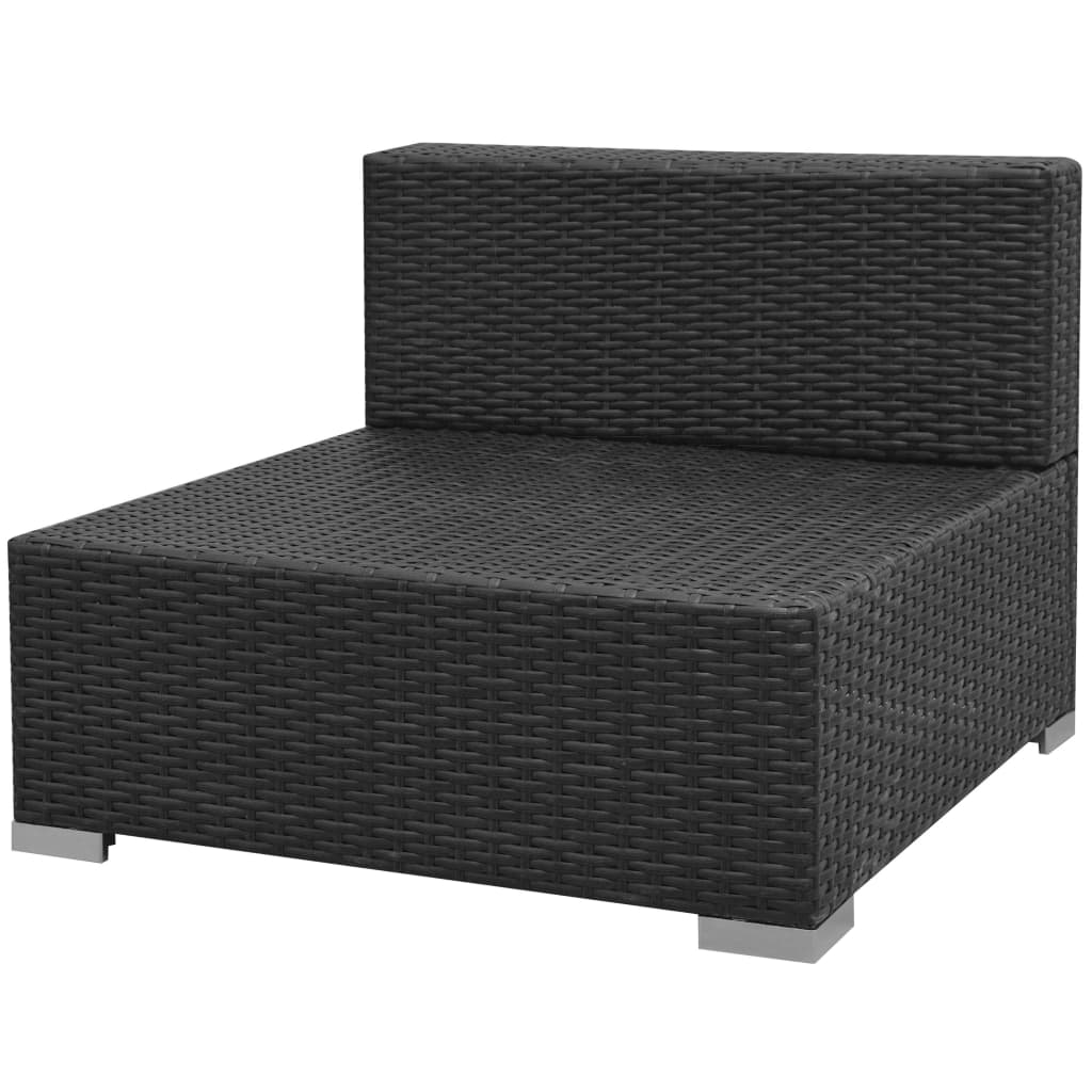 vidaXL 7-delige Loungeset met luifel poly rattan zwart