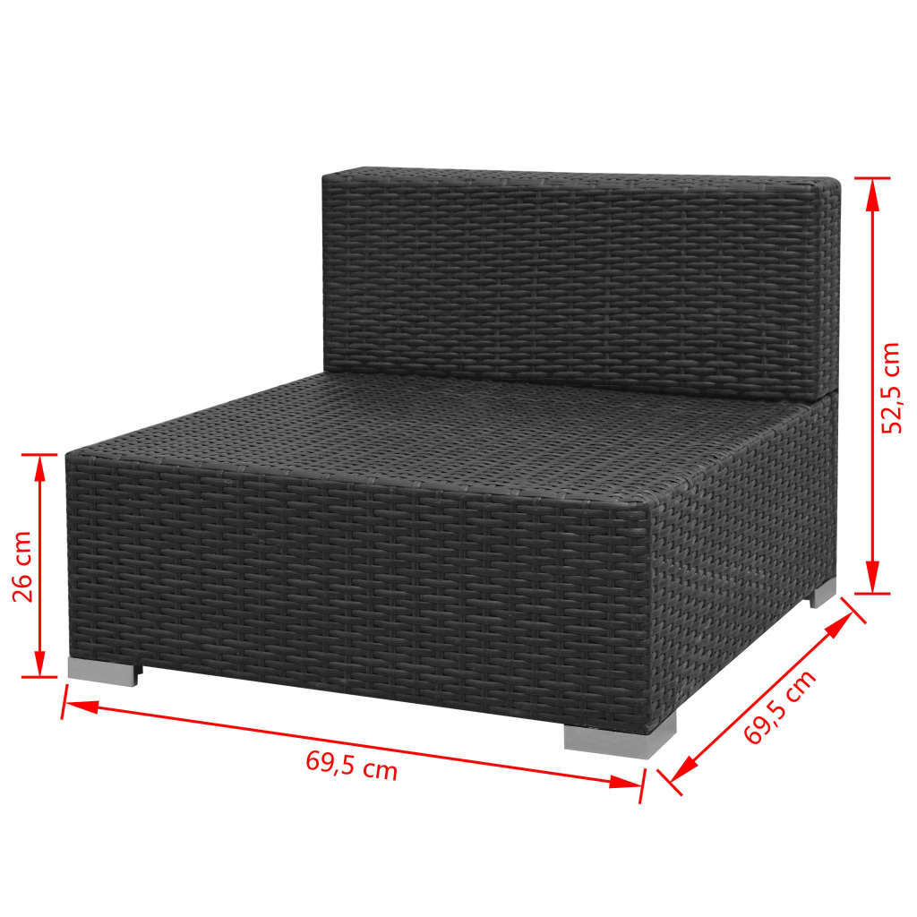 vidaXL 7-delige Loungeset met luifel poly rattan zwart