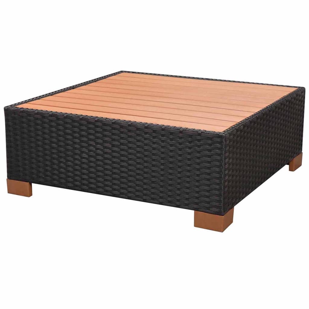 vidaXL 7-delige Loungeset met kussens poly rattan zwart