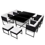 vidaXL 9-delige Tuinset met kussens poly rattan grijs