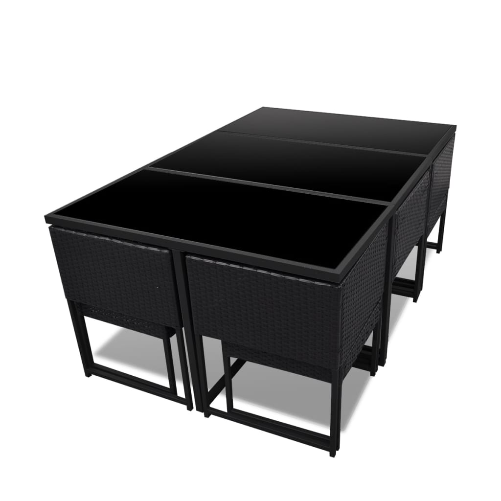 vidaXL 9-delige Tuinset met kussens poly rattan grijs