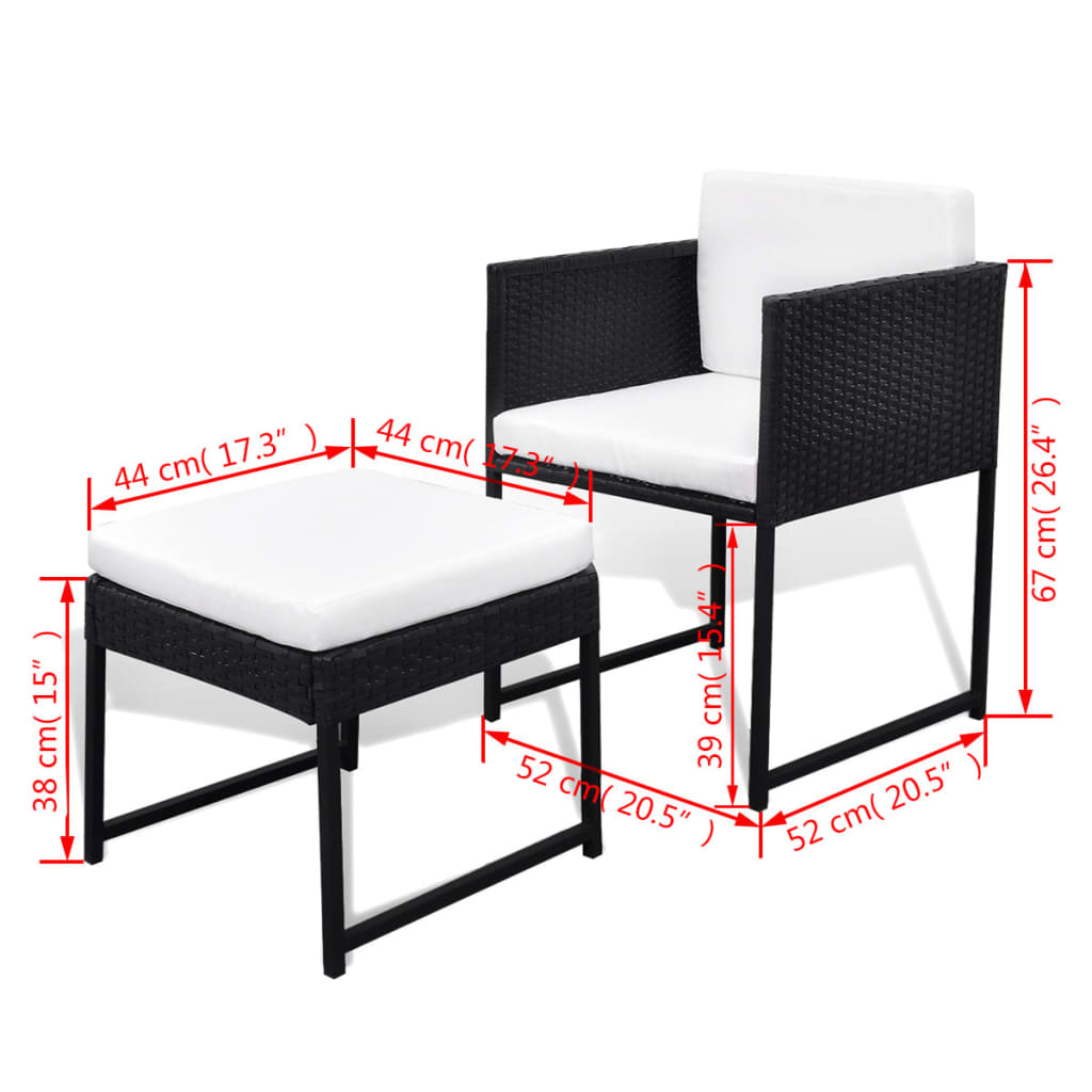 vidaXL 9-delige Tuinset met kussens poly rattan grijs