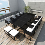 vidaXL 9-delige Tuinset met kussens poly rattan grijs