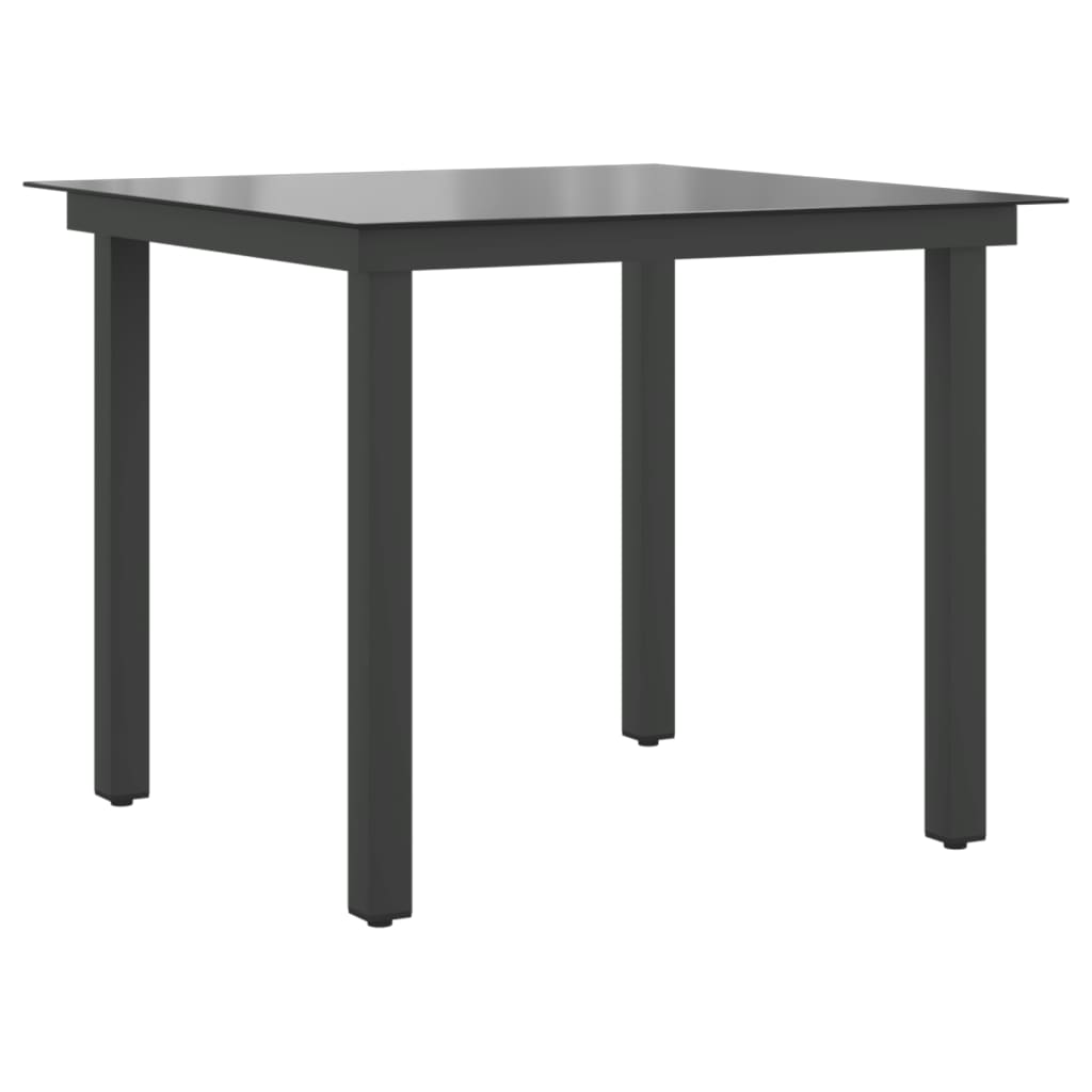 vidaXL Tuintafel 80x80x74 cm aluminium en glas zwart