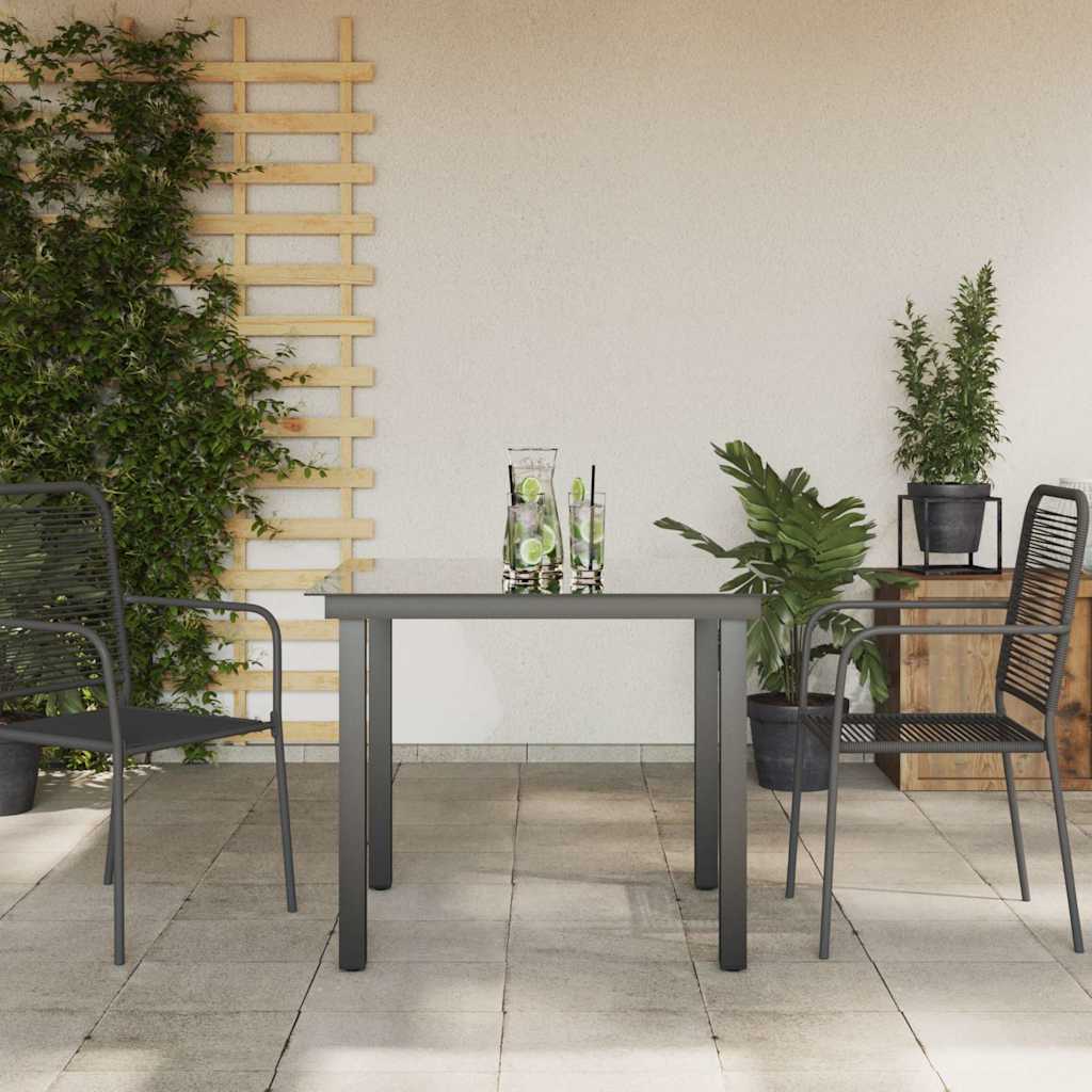 vidaXL Tuintafel 80x80x74 cm aluminium en glas zwart