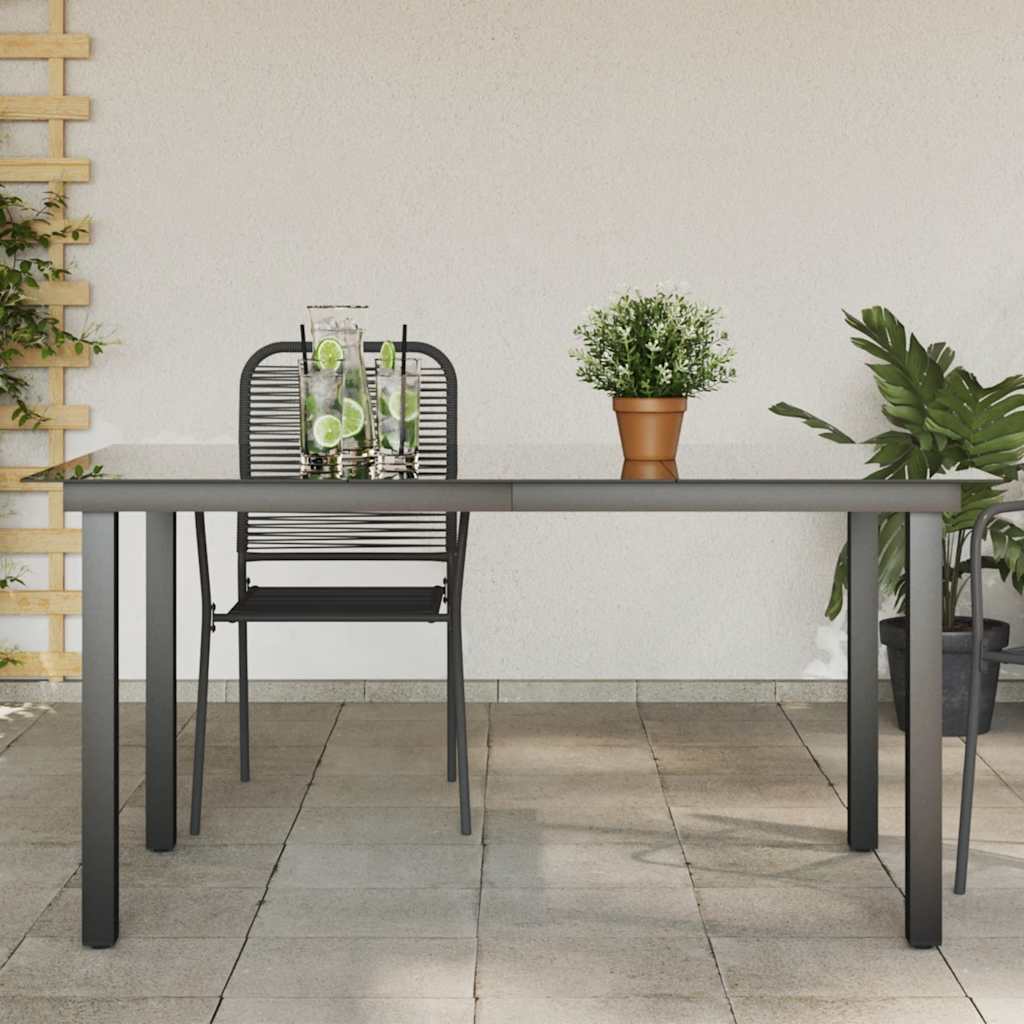 vidaXL Tuintafel 80x80x74 cm aluminium en glas zwart