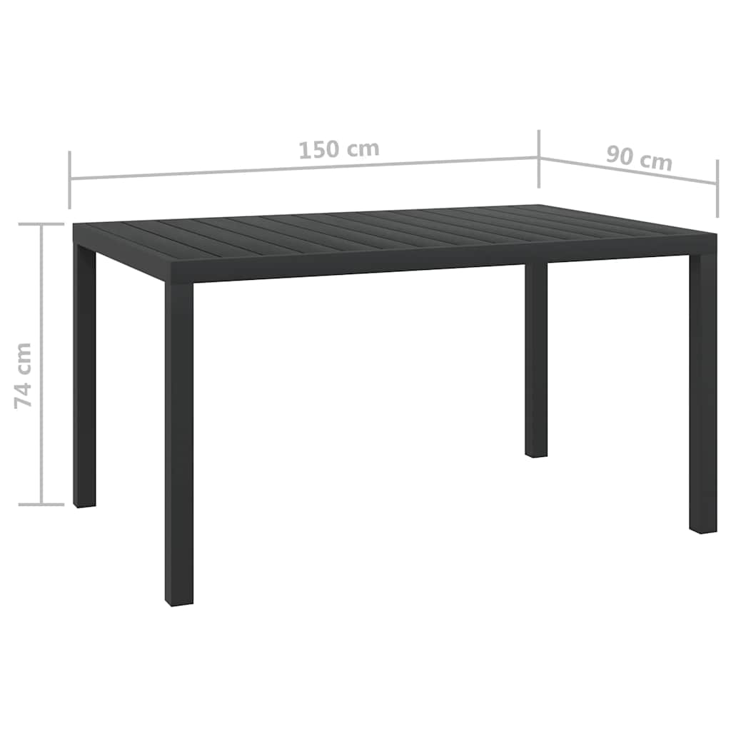 vidaXL Garden Table 80x80x74 cm Aluminium and HPL Black