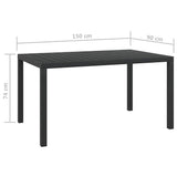 vidaXL Garden Table 80x80x74 cm Aluminium and HPL Black
