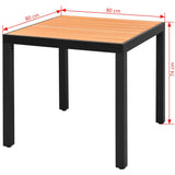 vidaXL Tuintafel 80x80x74 cm aluminium en HKC bruin