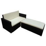 vidaXL 2-delige Loungeset met kussens poly rattan zwart