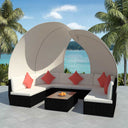 vidaXL 9-delige Loungeset met luifels poly rattan bruin