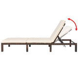 vidaXL Ligbed met kussen poly rattan bruin