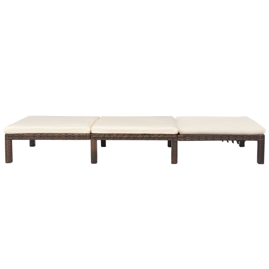 vidaXL Ligbed met kussen poly rattan bruin