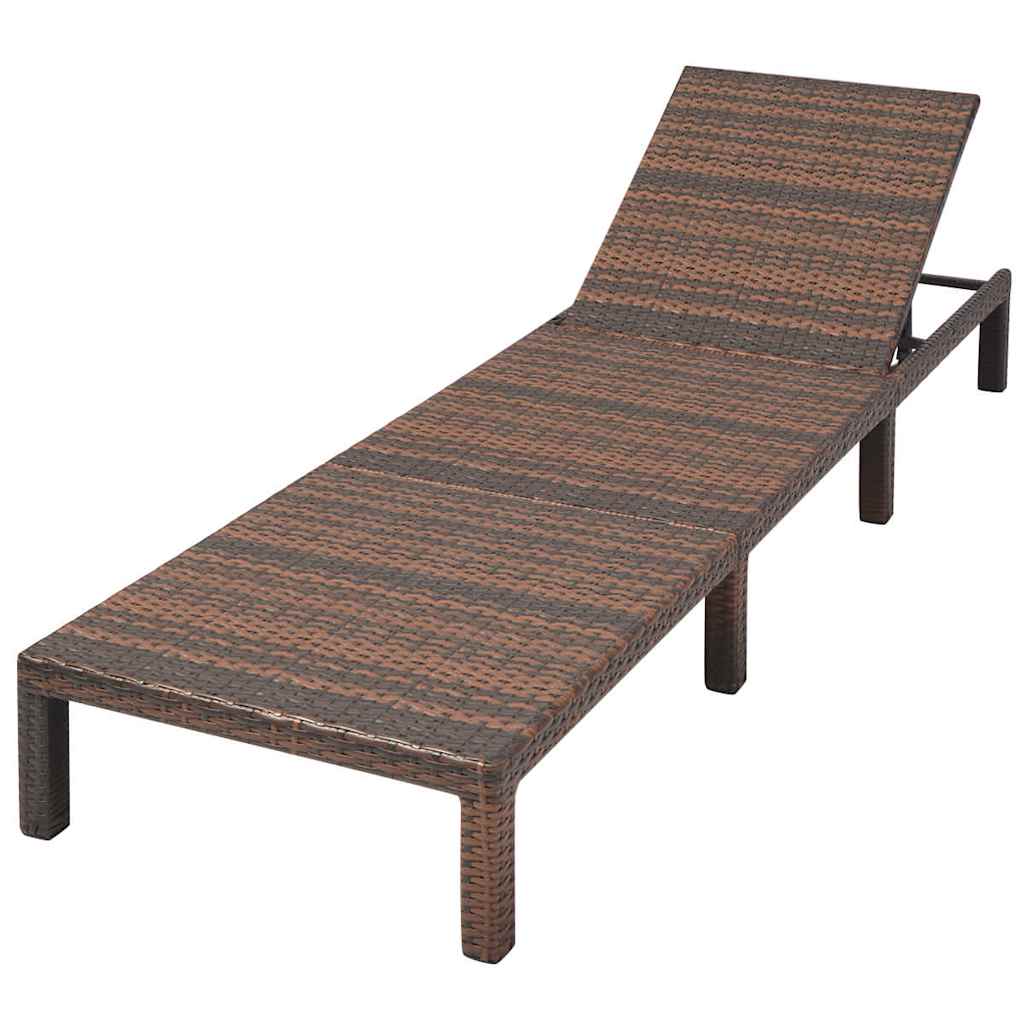 vidaXL Ligbed met kussen poly rattan bruin