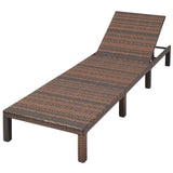 vidaXL Ligbed met kussen poly rattan bruin