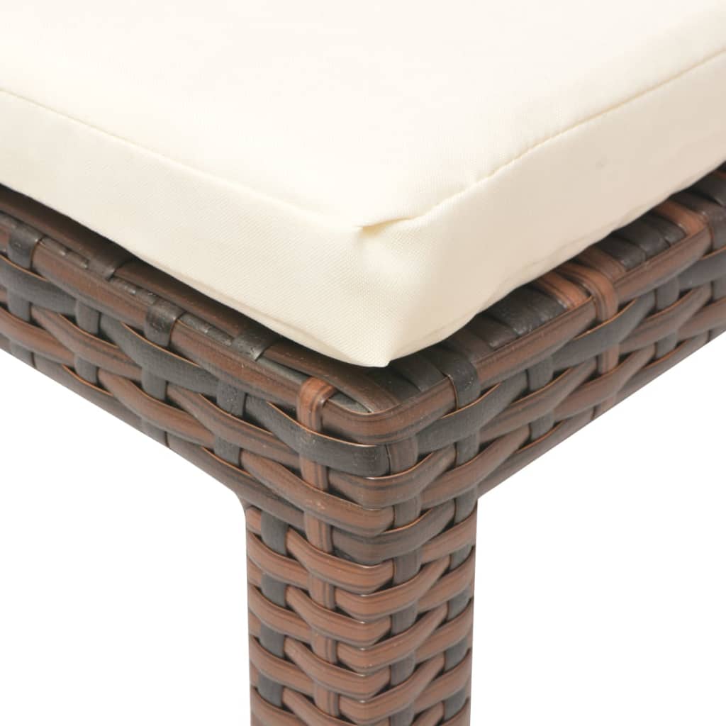 vidaXL Ligbed met kussen poly rattan bruin