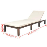 vidaXL Ligbed met kussen poly rattan bruin