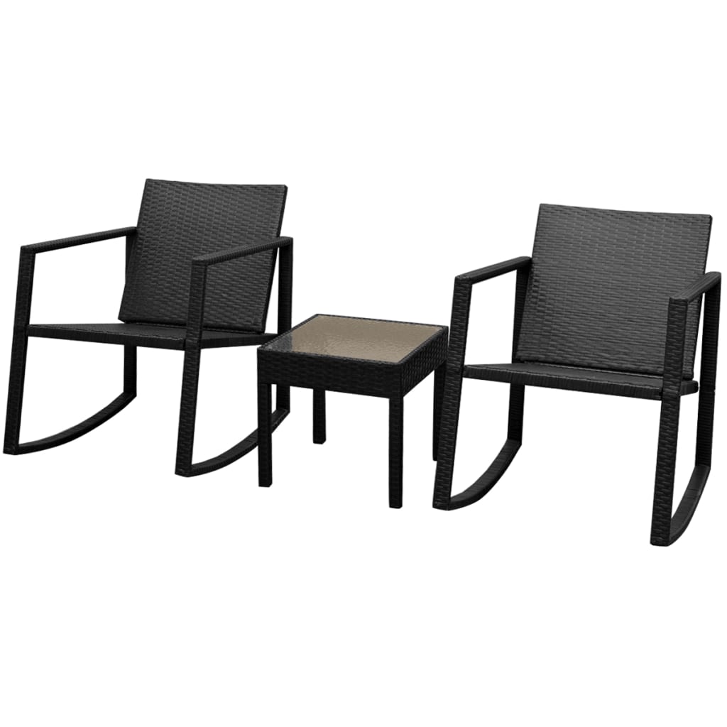 vidaXL 3-Piece Poly Rattan Bistro Set Black