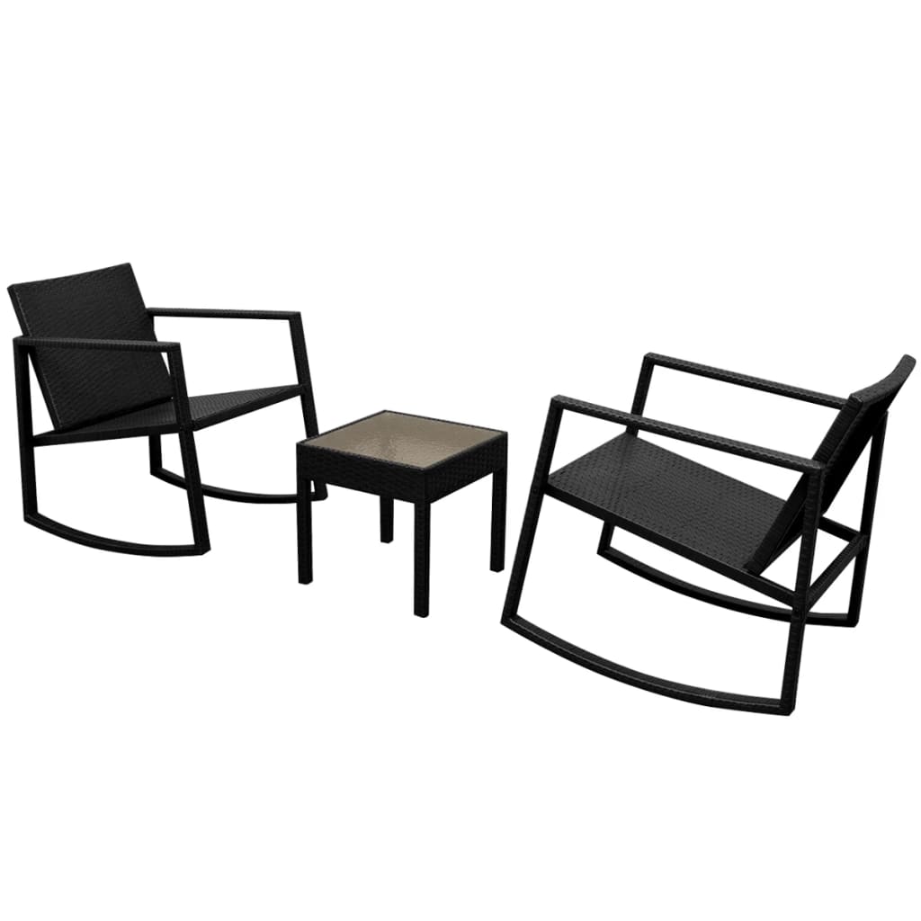 vidaXL 3-Piece Poly Rattan Bistro Set Black