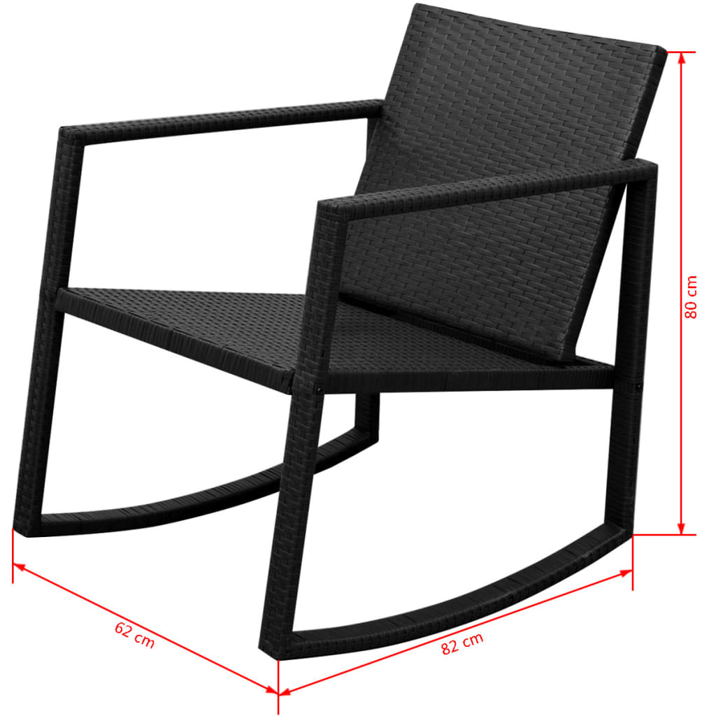vidaXL 3-Piece Poly Rattan Bistro Set Black