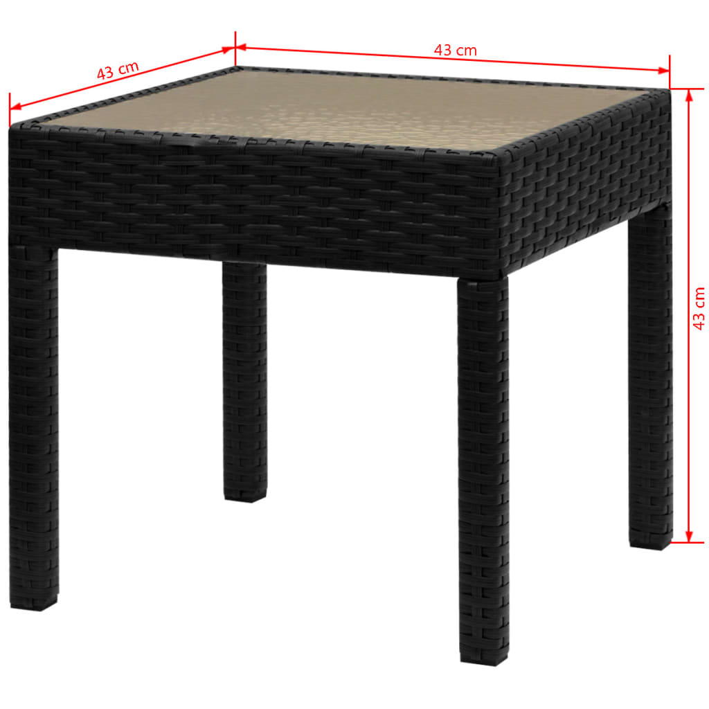 vidaXL 3-Piece Poly Rattan Bistro Set Black