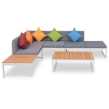 vidaXL 4-delige Loungeset met kussens aluminium en HKC