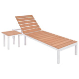 vidaXL Ligbedden 2 st met tafel aluminium en HKC wit en bruin