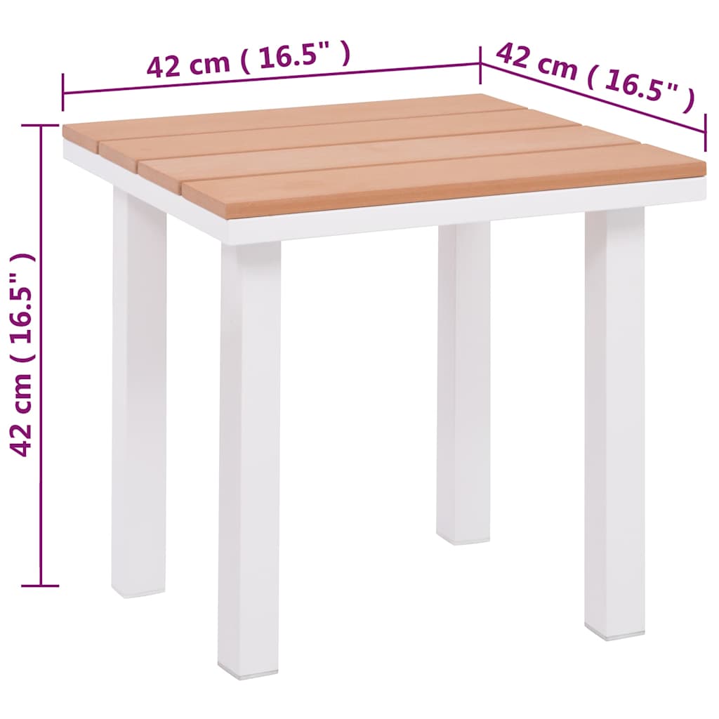 vidaXL Ligbedden 2 st met tafel aluminium en HKC wit en bruin