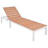 vidaXL Ligbedden 2 st met tafel aluminium en HKC wit en bruin
