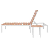 vidaXL Ligbedden 2 st met tafel aluminium en HKC wit en bruin