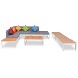 vidaXL 4-delige Loungeset met kussens aluminium en HKC