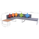 vidaXL 4-delige Loungeset met kussens aluminium en HKC