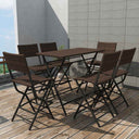 vidaXL 7-Piece Garden Dining Set Foldable Steel Poly Rattan Brown
