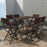 vidaXL 7-Piece Garden Dining Set Foldable Steel Poly Rattan Brown