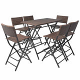 vidaXL 7-Piece Garden Dining Set Foldable Steel Poly Rattan Brown