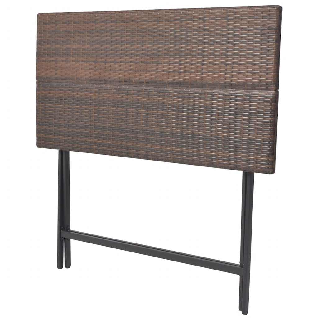 vidaXL 7-Piece Garden Dining Set Foldable Steel Poly Rattan Brown