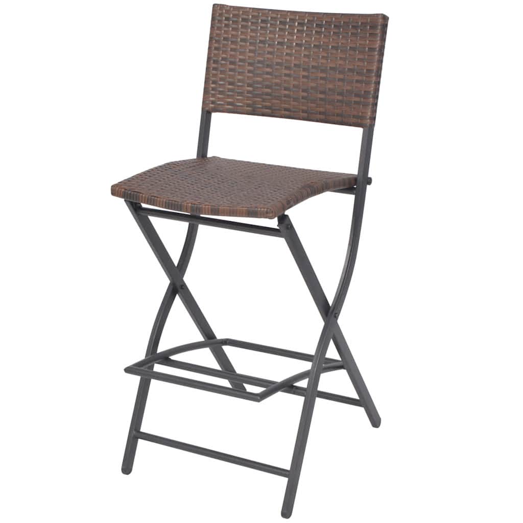 vidaXL 7-Piece Garden Dining Set Foldable Steel Poly Rattan Brown