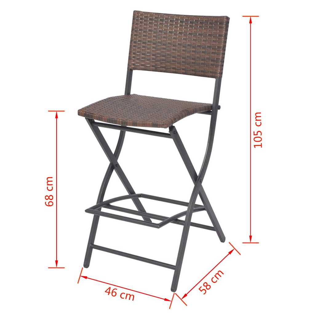 vidaXL 7-Piece Garden Dining Set Foldable Steel Poly Rattan Brown